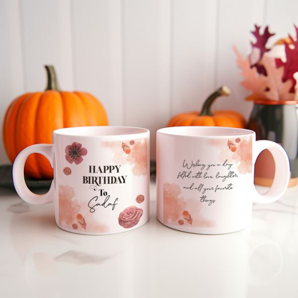 Personalized Floral Birthday Mug