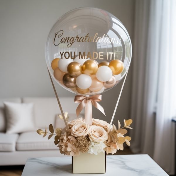 Congrats balloon with floral base (2) Congrats balloon with floral base