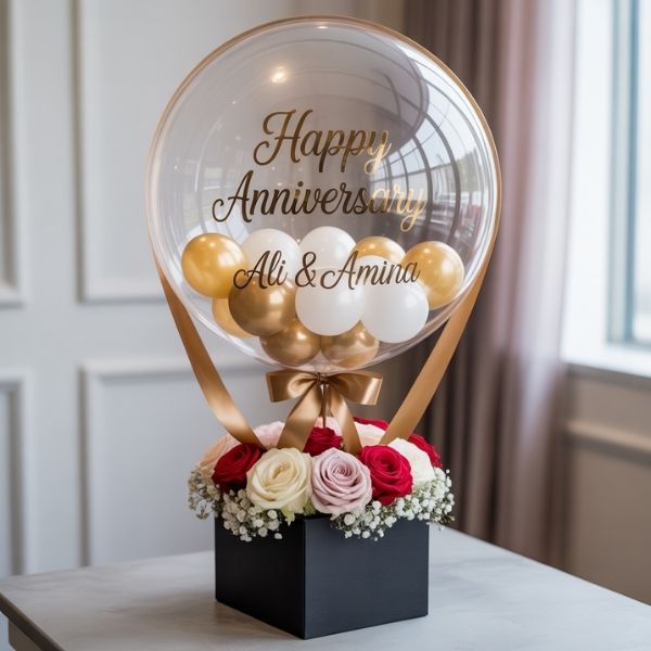 Customized Anniversary Red Roses Balloon