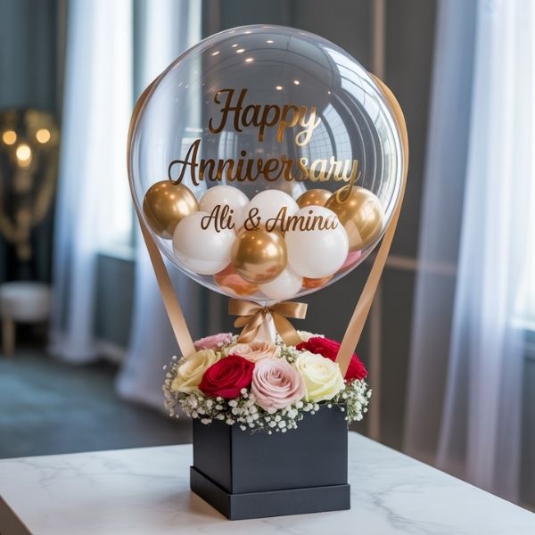 Customized Anniversary Red Roses Balloon