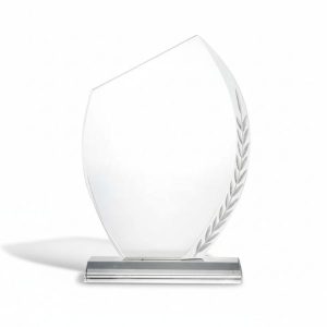 Customized Crystal Awards with Engraved Leaf Design