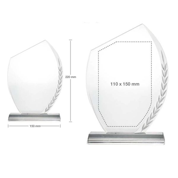 Customized Crystal Awards with Engraved Leaf Design