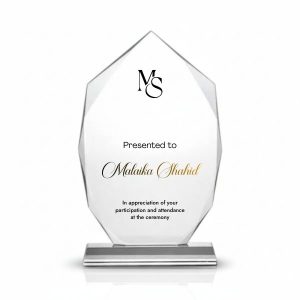 Customized Wide Flame Crystal Awards with Glass Base