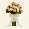 Handcrafted Peach & White Rose Bouquet