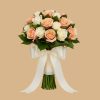 Handcrafted Peach & White Rose Bouquet