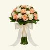 Handcrafted Peach & White Rose Bouquet