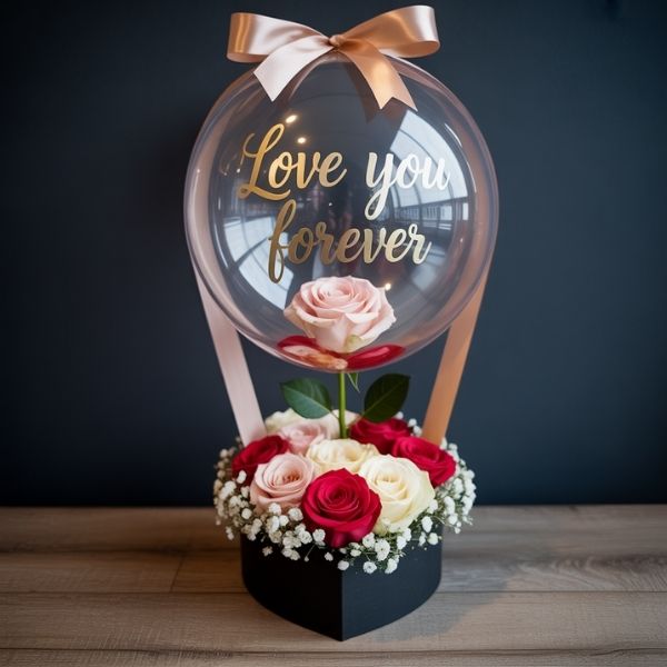 Love You Forever Floral Roses Balloon
