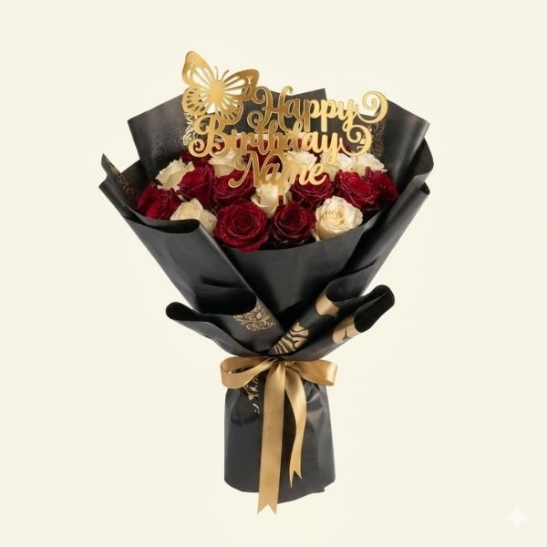 Midnight Gold Elegance Red & Ivory Roses Midnight Gold Elegance Red & Ivory Roses