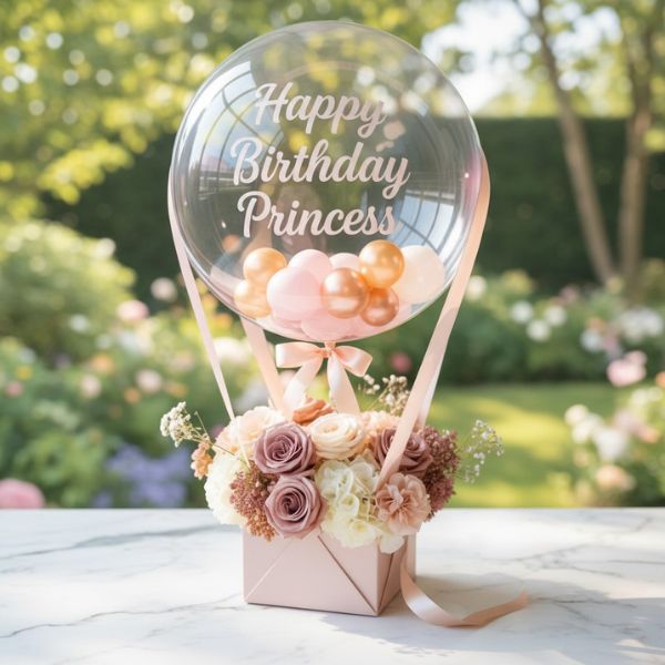 Peach Floral Personalized Birthday Balloon
