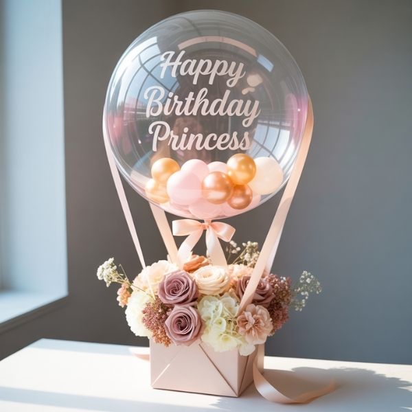 Peach Floral Personalized Birthday Balloon