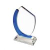 Personalized Glass Trophy with Blue Side Bar