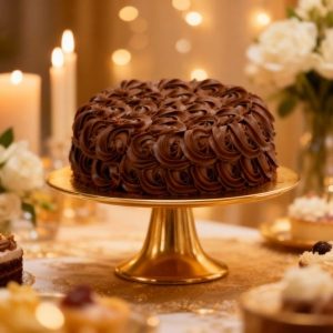 Rose Cake with Chocolate Ganache