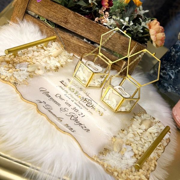 Elegant Floral Resin Engagement Tray