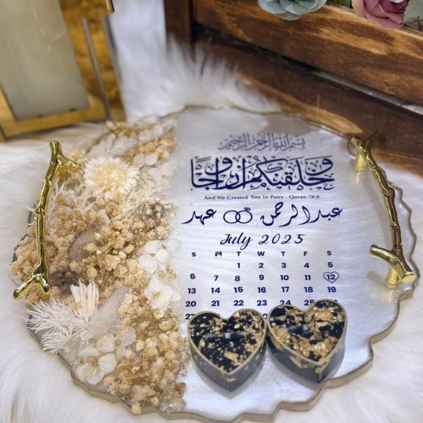 Handmade Personalized Resin Wedding Calendar Display