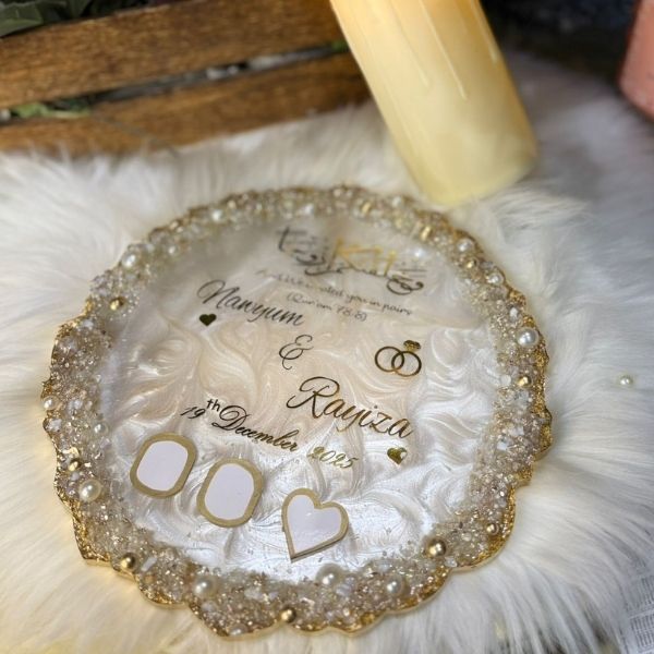 Handmade Personalized Resin Wedding Plaque