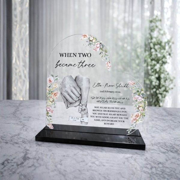 Personalized Baby Birth Heart Acrylic Plaque