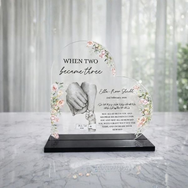 Personalized Baby Birth Heart Acrylic Plaque