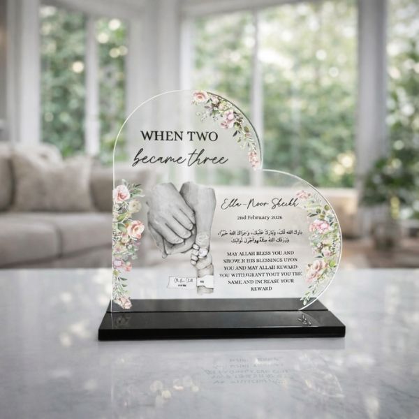 Personalized Baby Birth Heart Acrylic Plaque