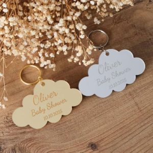 Personalized Cloud Shaped Keychain Baby Shower