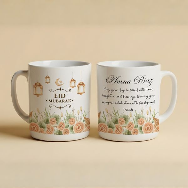 Personalized Eid Mubarak Floral Mug Personalized Eid Mubarak Floral Mug