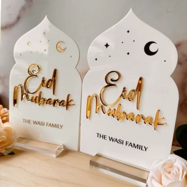 Personalized Family Name Eid Mubarak Acrylic Table Sign