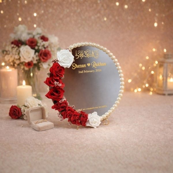 Personalized Round Wedding Mirror