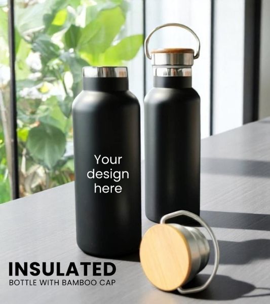 Stainless Steel Flask with Bamboo Lid
