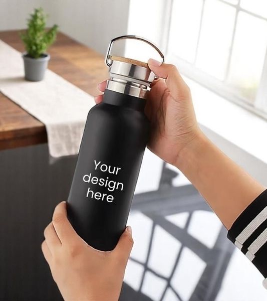 Stainless Steel Flask with Bamboo Lid