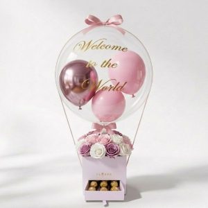 New Born Baby Girl Balloon with Chocolates