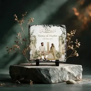 Personalized Couple Nikkah Mubarak Slate