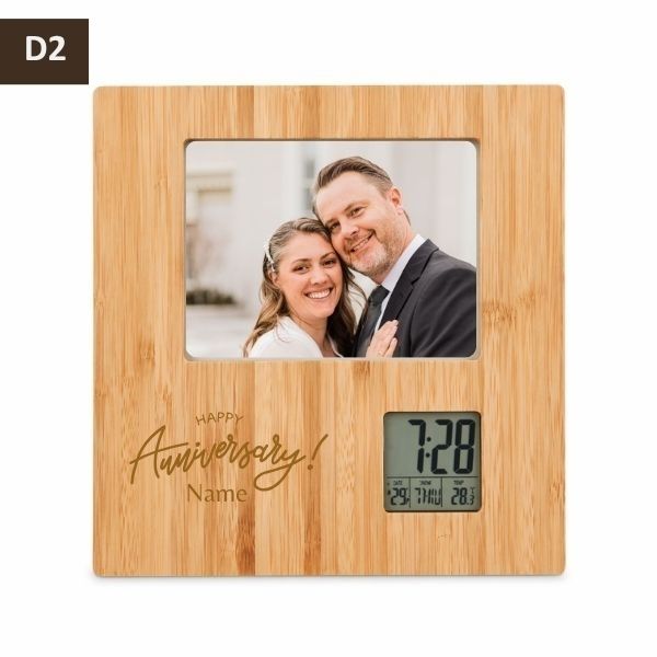 Bamboo Anniversary Digital Frame with Digital Clock