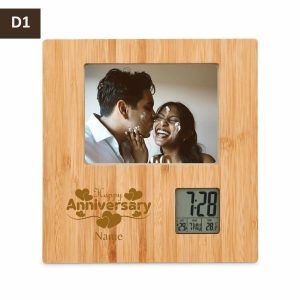 Bamboo Anniversary Digital Frame with Digital Clock
