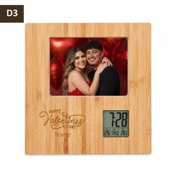 Customized Valentine’s Day Photo Frame with Digital Clock