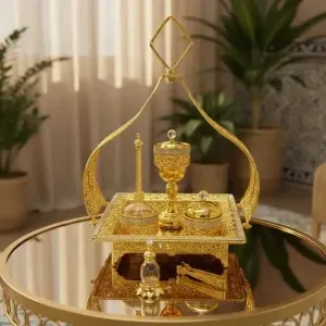 Luxurious Metal Incense Burner Set Oud Bakhoor and Perfume Holder