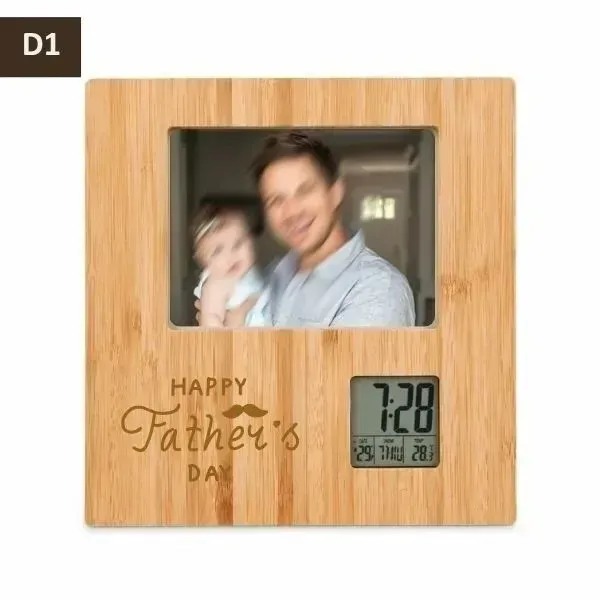 Personalized Father’s Day Bamboo Photo Frame with Digital Clock (6) Personalized Father’s Day Bamboo Photo Frame with Digital Clock