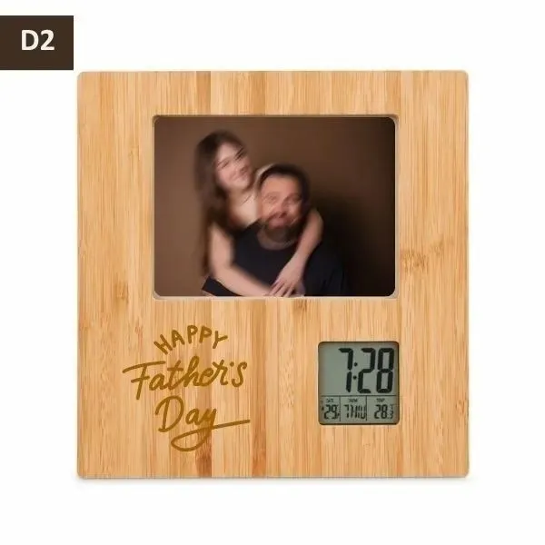 Personalized Father’s Day Bamboo Photo Frame with Digital Clock - Frames gift from ZAYOSHE in Maleha Street, Sharjah, UAE - image 2