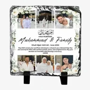 Personalized Hajj Mubarak Photo Rock Slate