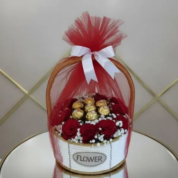 Royal Red Roses Floral Basket