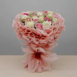 Soft Sunshine - Pink and Yellow Rose Bouquet