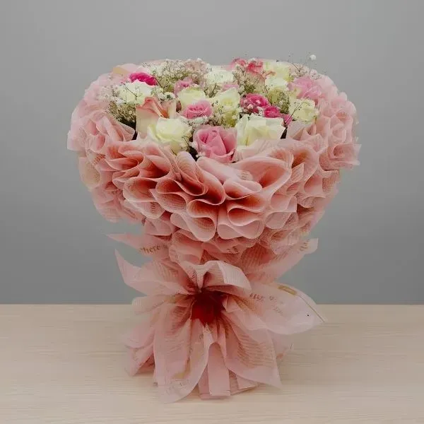 Soft Sunshine - Pink and Yellow Rose Bouquet
