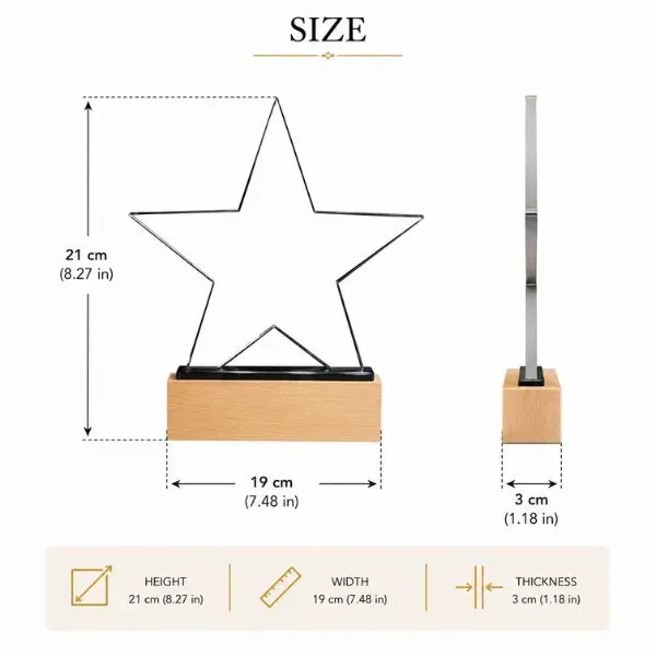 Personalized Star Glass Award Plaque with Wood Base