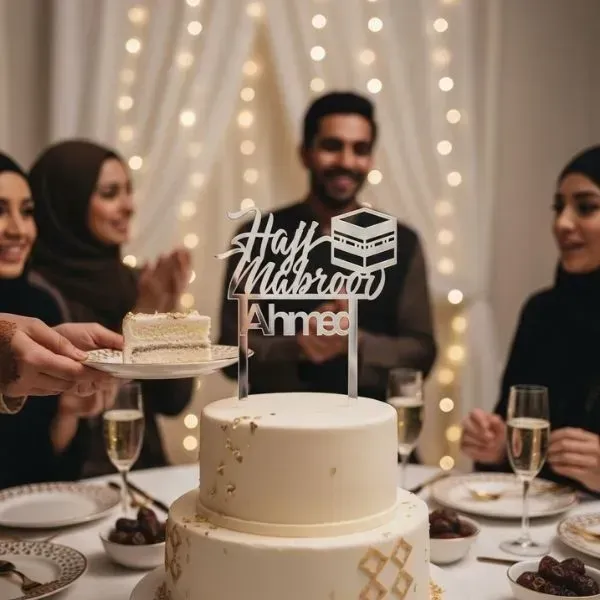 Customized Acrylic Hajj Mabroor Cake Topper (4) Customized Acrylic Hajj Mabroor Cake Topper