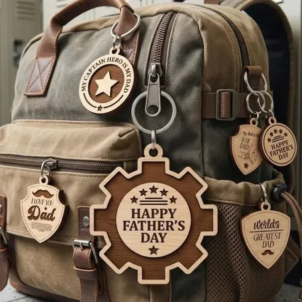 Father's Day Wooden Keychain Gift (2) Father's Day Wooden Keychain Gift