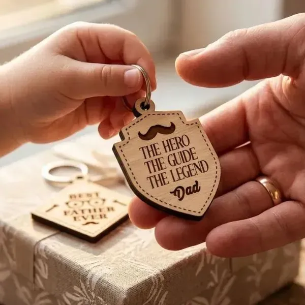 Father's Day Wooden Keychain Gift (5) Father's Day Wooden Keychain Gift