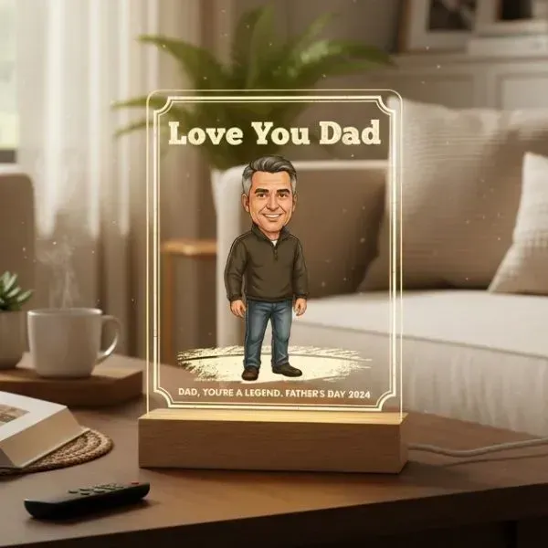 Love You Dad Personalized Acrylic Photo LED Lamp