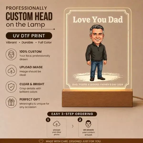 Love You Dad Personalized Acrylic Photo LED Lamp