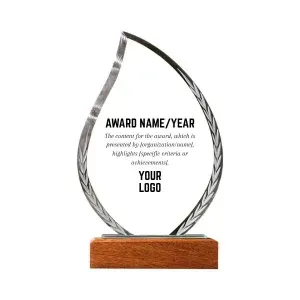 Personalized Crystal Flame Plaque with Laurel Engraving