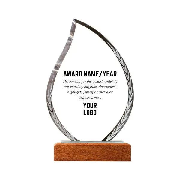 Personalized Crystal Flame Plaque with Laurel Engraving in Sharjah