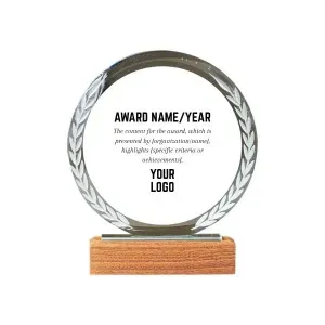 Personalized Crystal Flame Plaque with Laurel Engraving