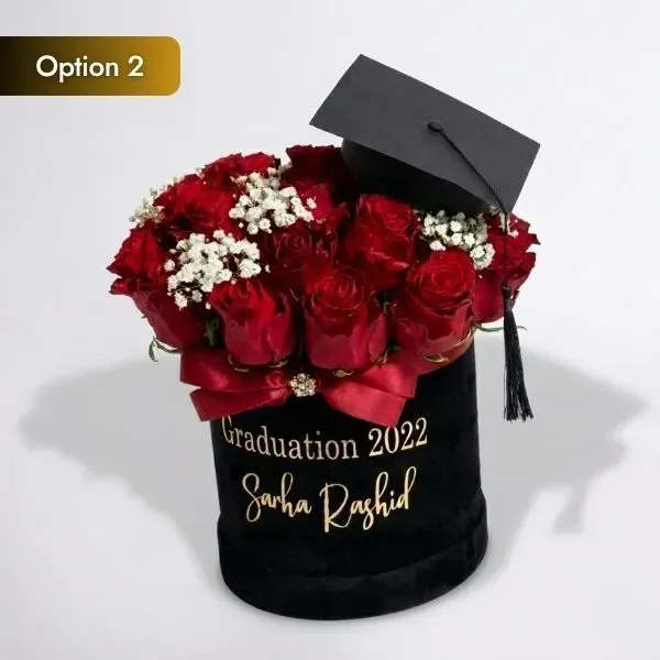 Personalized Graduation Roses with Grad Hat